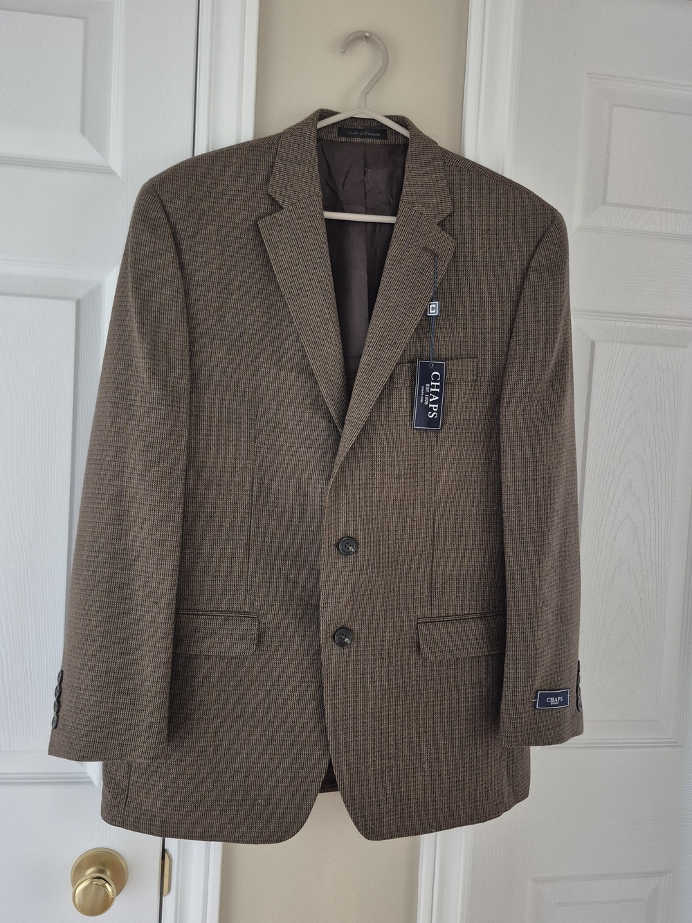 Chaps Wool Men's Brown Patterned Two-Button Sport Coat